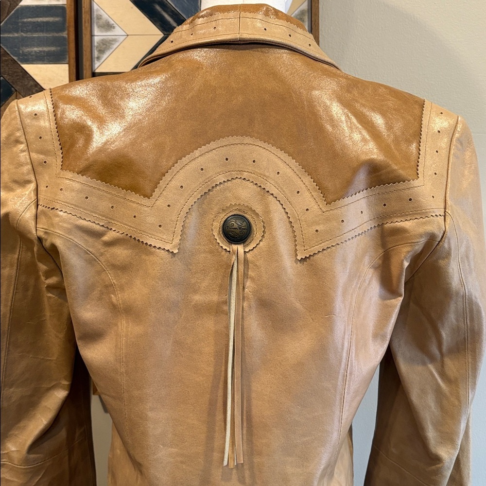 Vintage Pioneer Wear Tan Leather Cropped Jacket - Picture 7 of 16